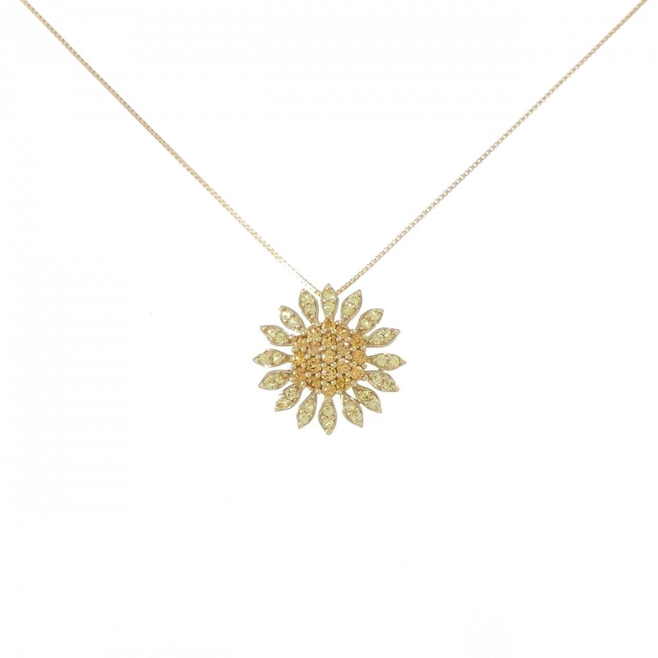 K18YG ヒマワリ サファイヤ ネックレス 0.60CT