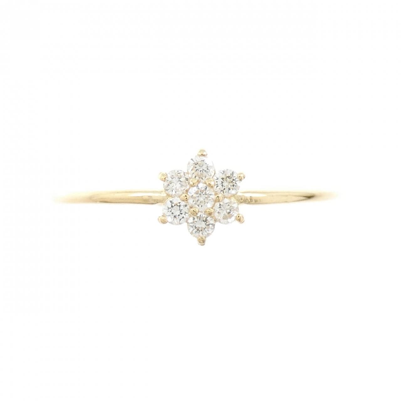【リメイク】K18YG フラワー ダイヤモンド リング 0.10CT