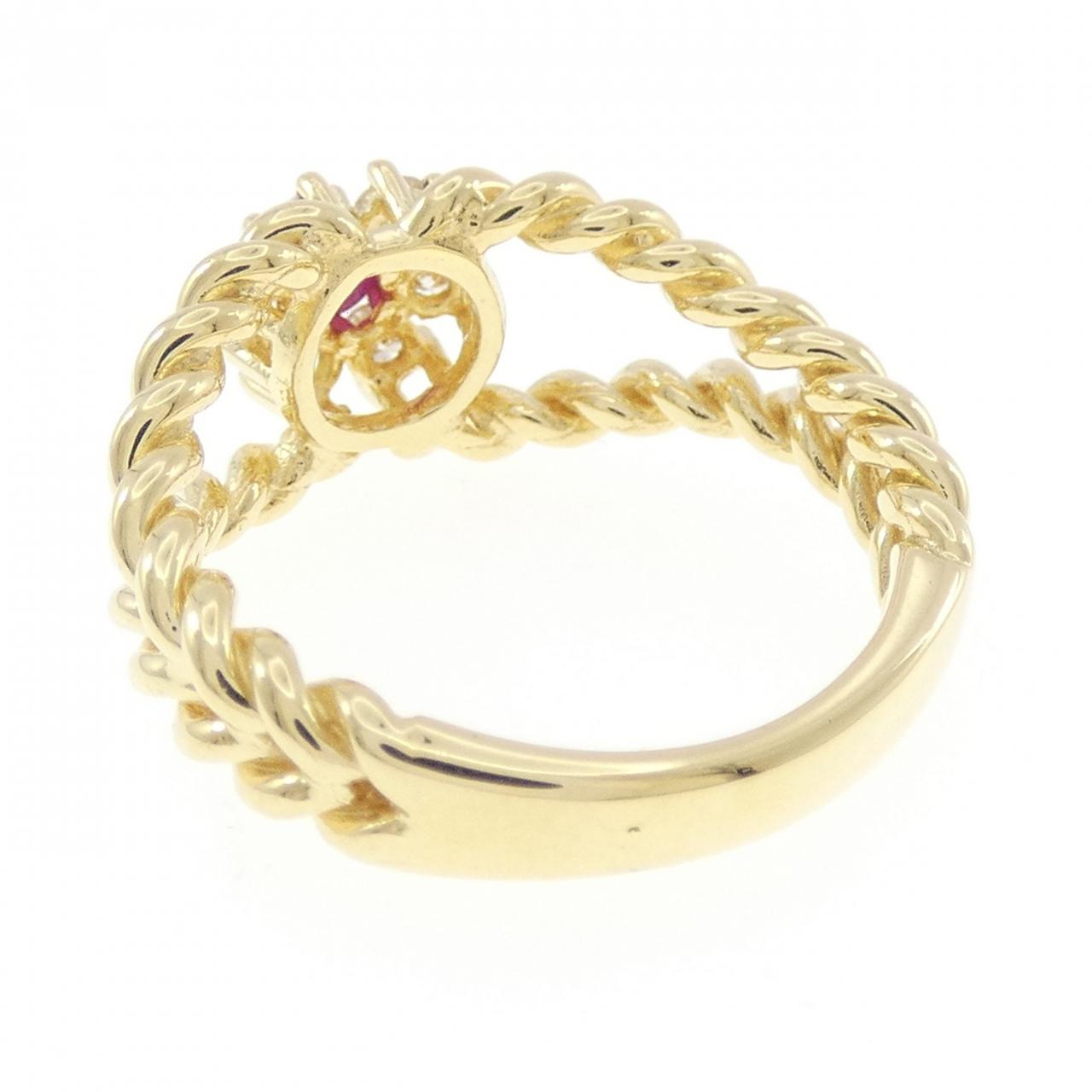 K18YG フラワー ルビー リング 0.26CT