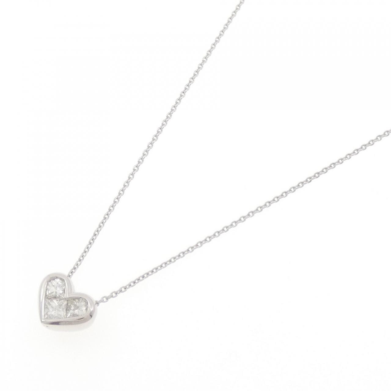 K18WG ハート ダイヤモンド ネックレス 0.50CT