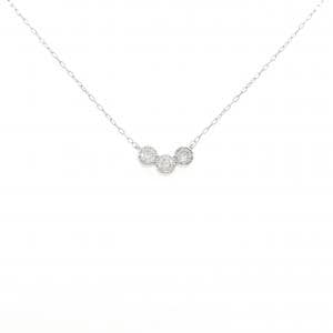 K18WG スリーストーン ダイヤモンド ネックレス 0.30CT