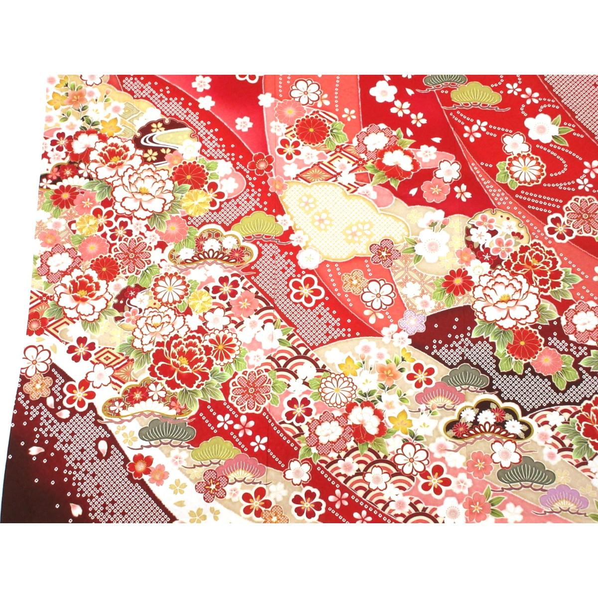 振袖　友禅金彩加工　刺繍入りボカシ染