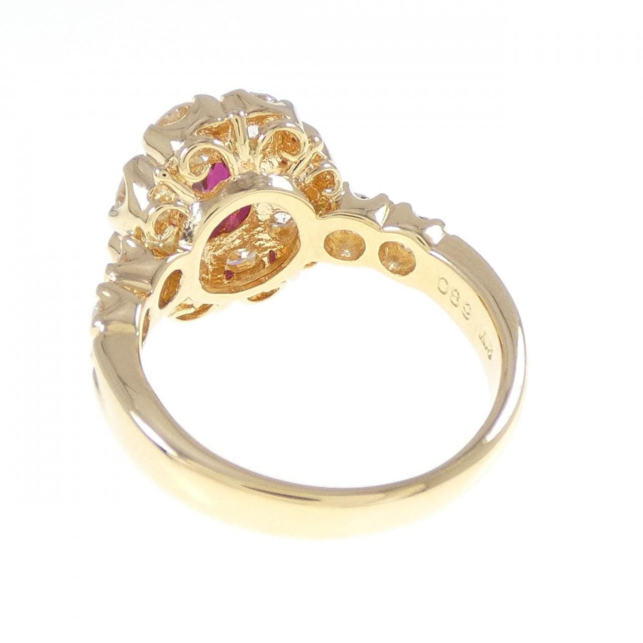 K18YG ルビー リング 0.89CT