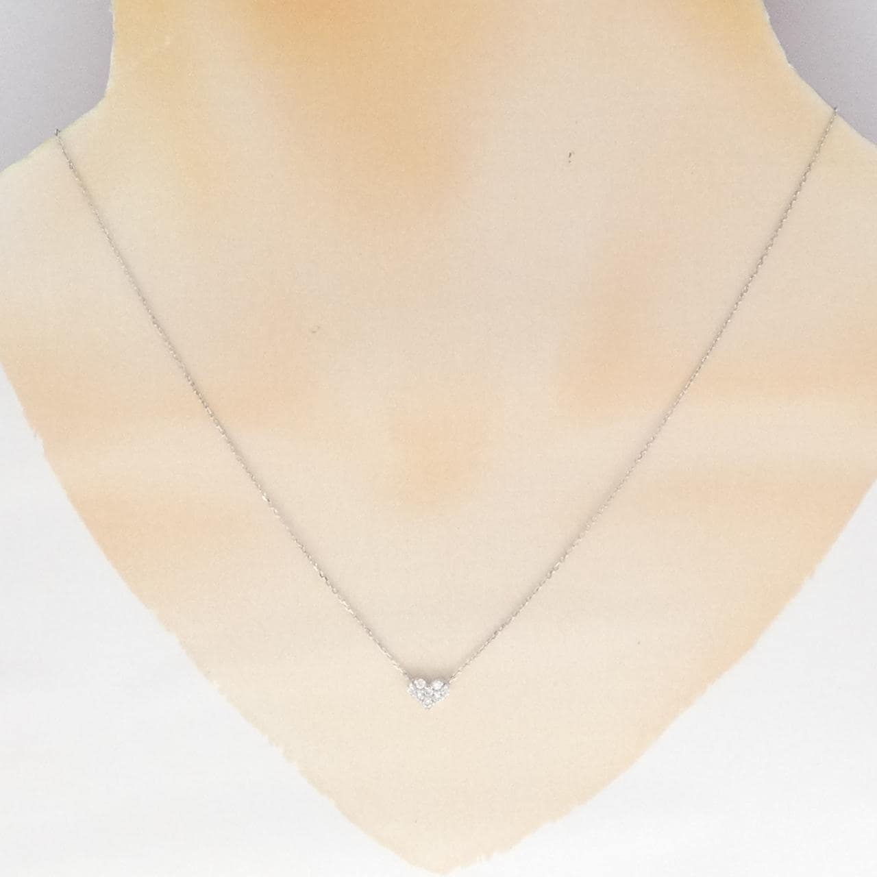 K18WG ハート ダイヤモンド ネックレス 0.13CT