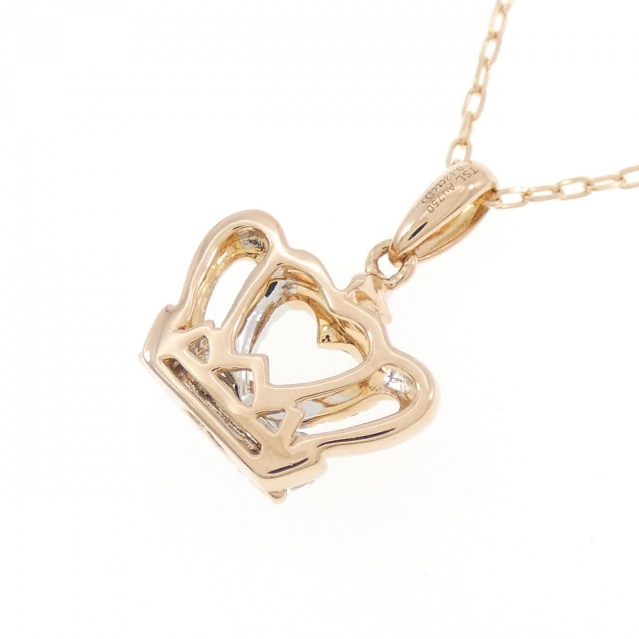750PG/750WG/K18PG クラウン ダイヤモンド ネックレス 0.12CT