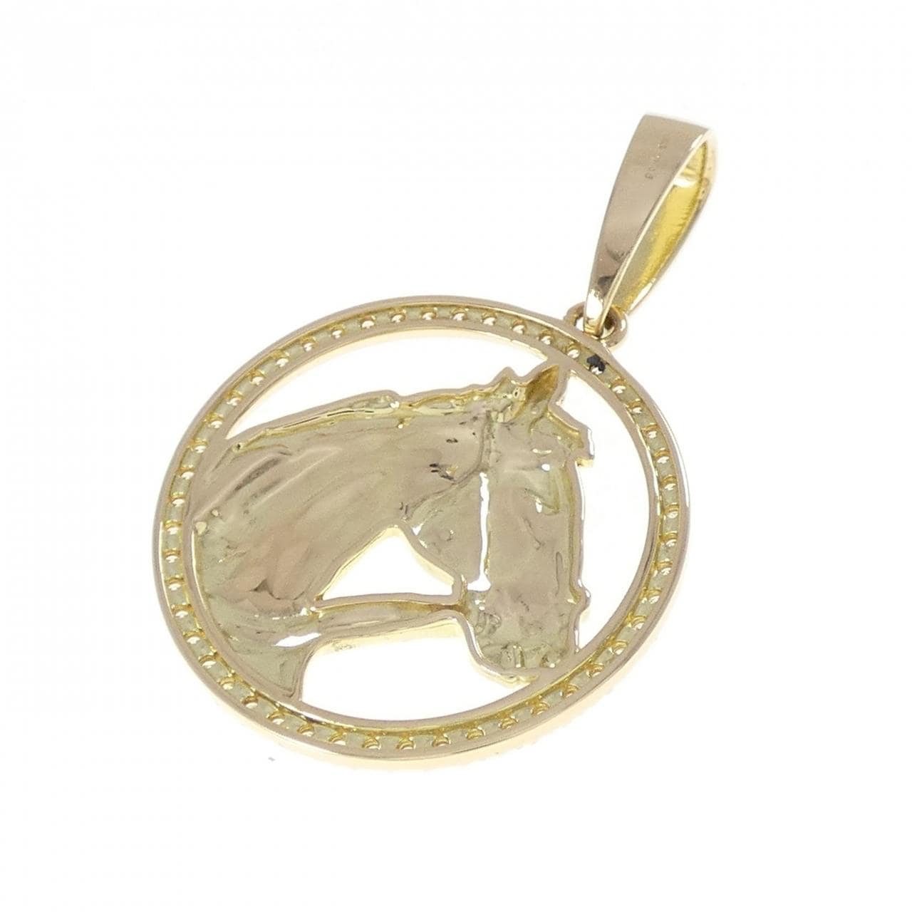 【新品】K18YG ホース ダイヤモンド ペンダント 0.45CT