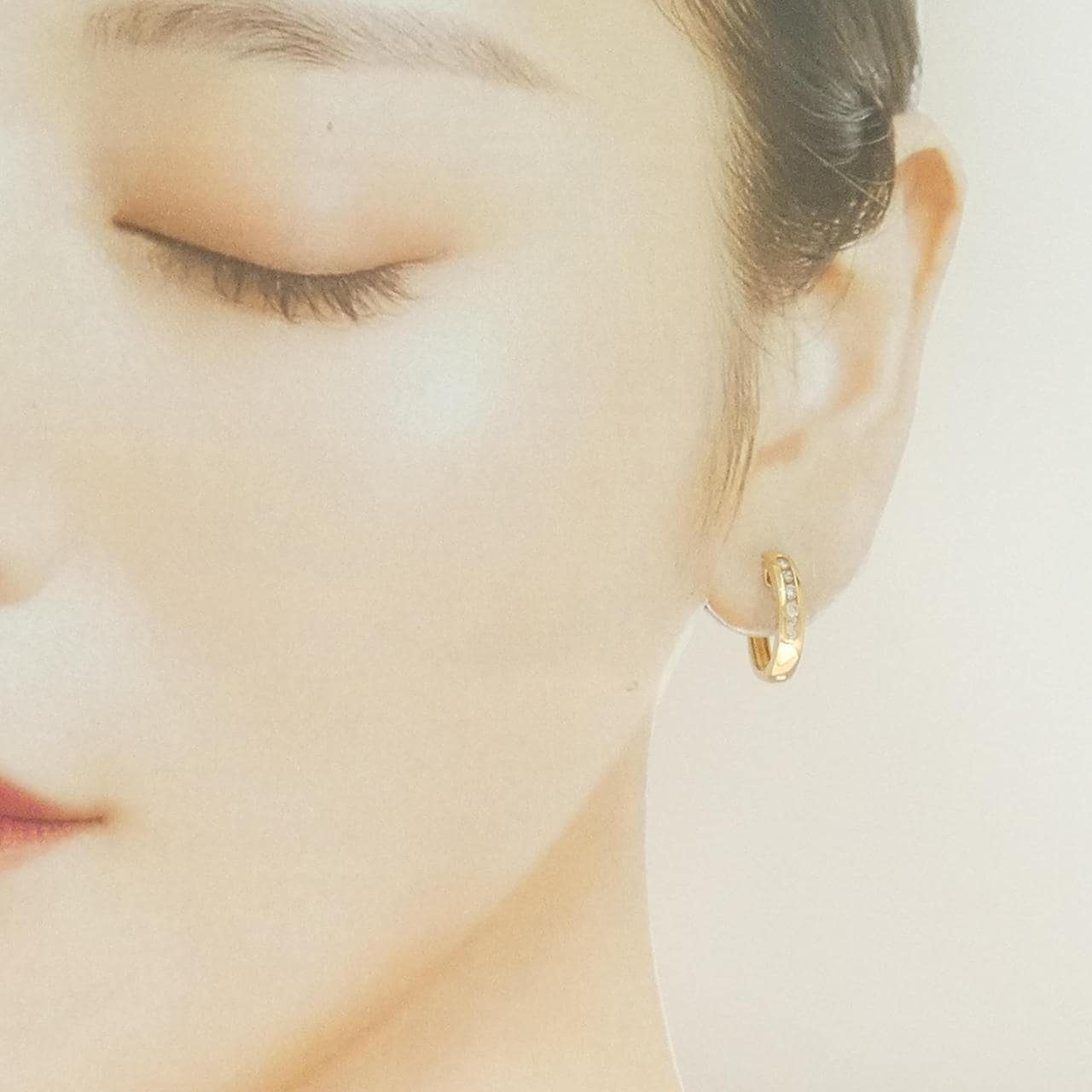 K18YG ダイヤモンド フープ ピアス 0.30CT