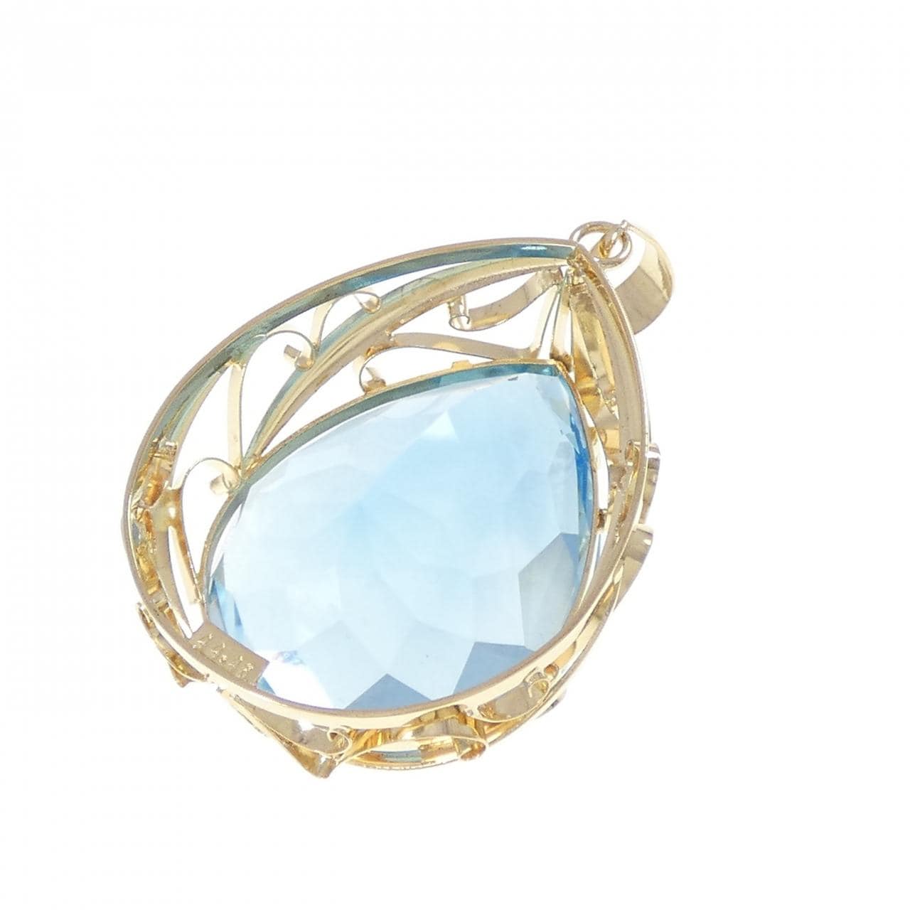 18K黃金鑲嵌藍色托帕石吊墜，重44.46克拉