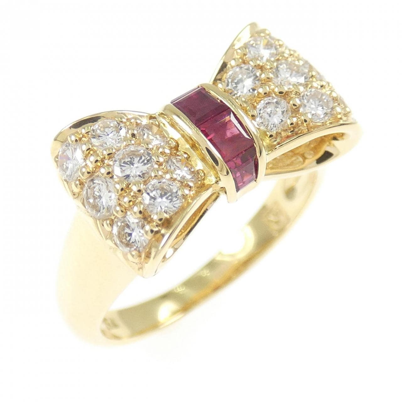 750YG リボン ルビー リング