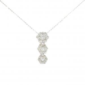 K18WG フラワー ダイヤモンド ネックレス 1.00CT