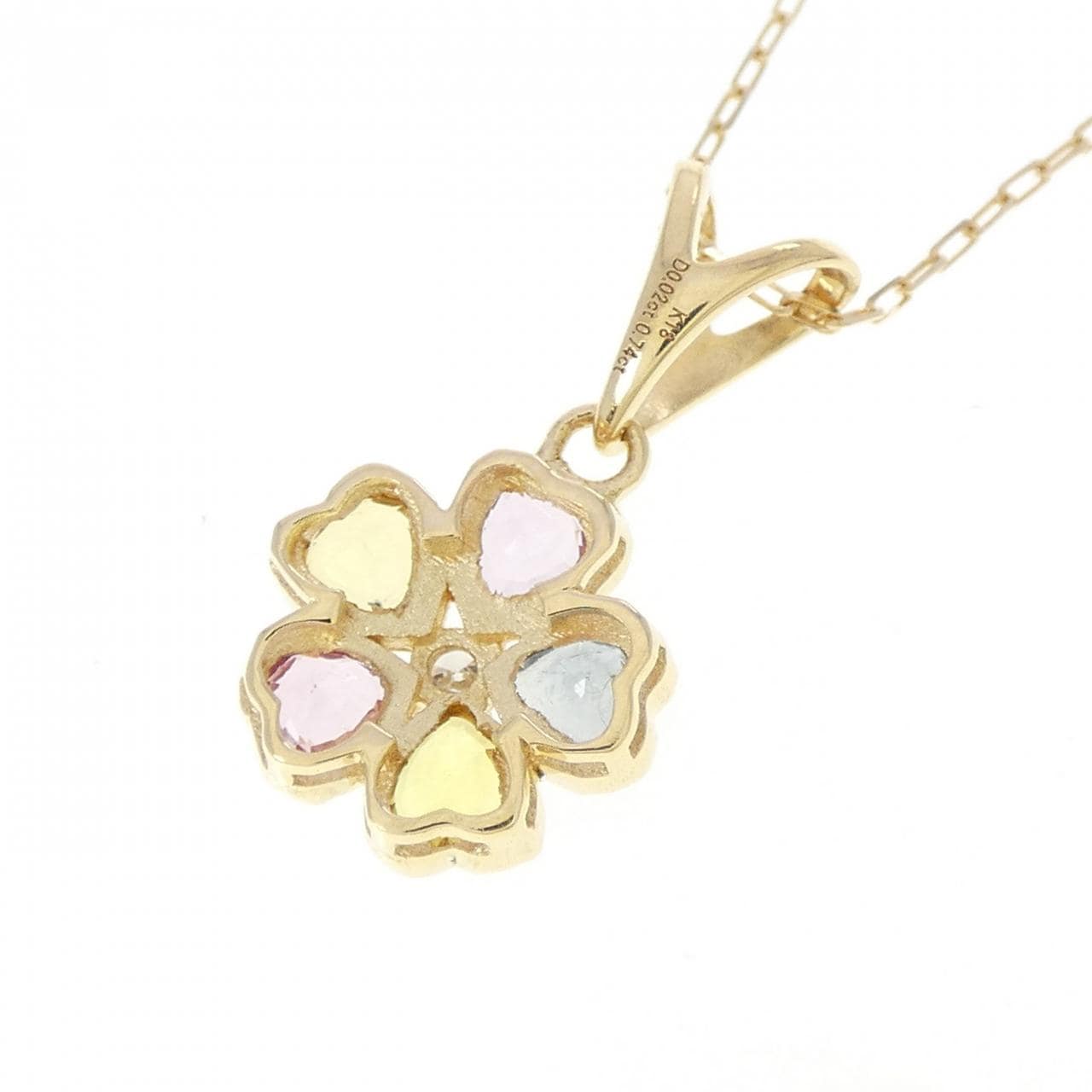K18YG フラワー サファイヤ ネックレス 0.74CT