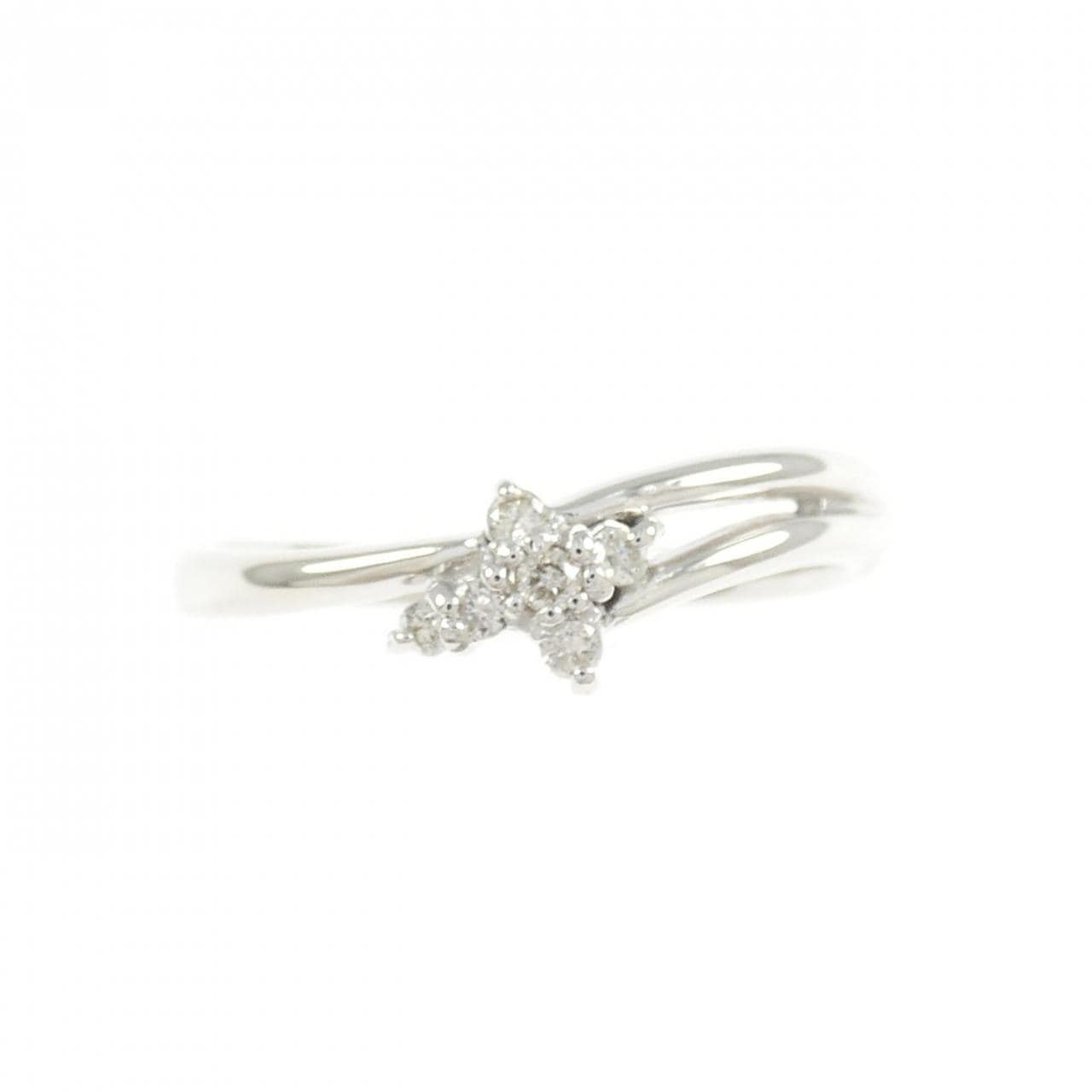 K18WG クロス ダイヤモンド リング 0.07CT