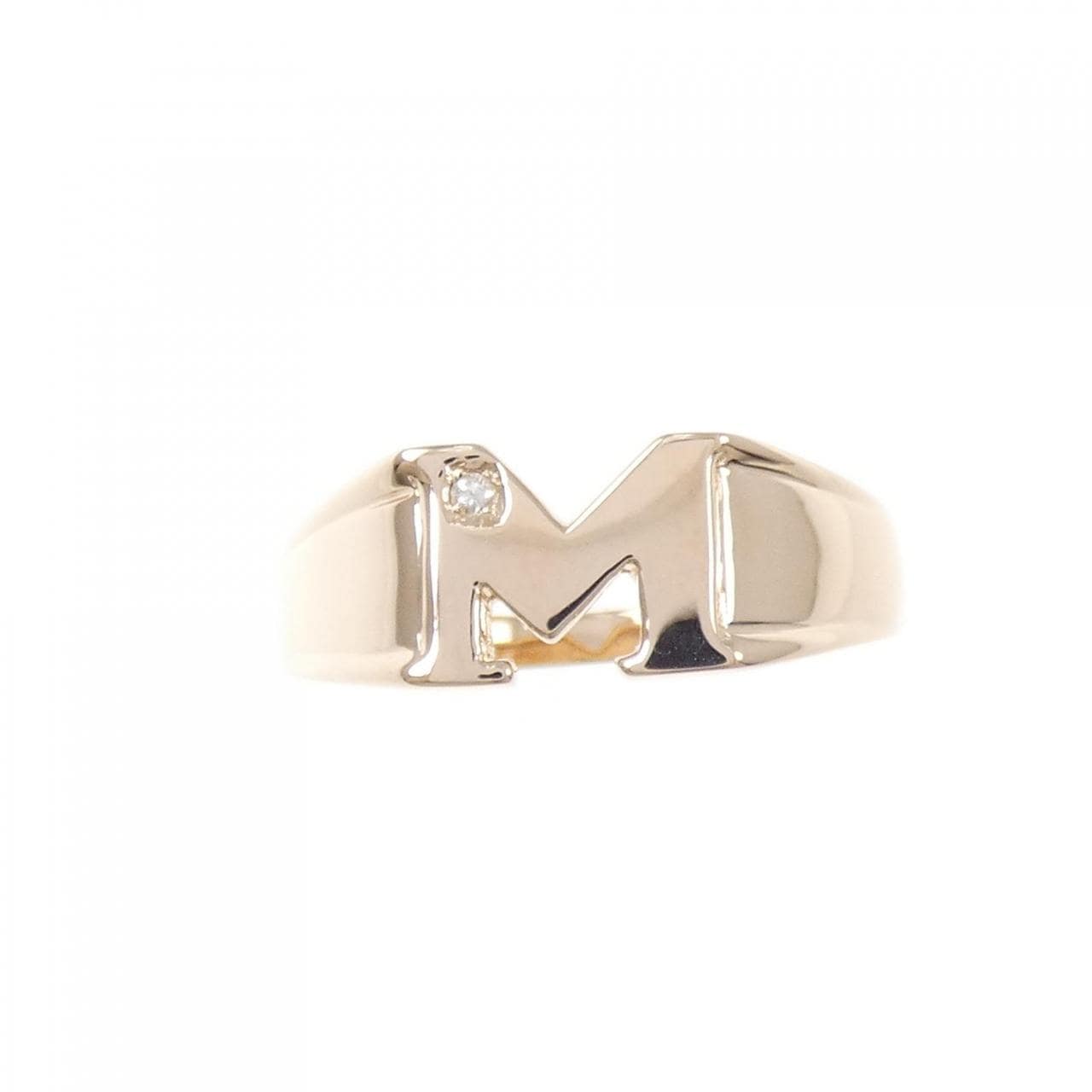 K18PG イニシャルM ダイヤモンド リング 0.01CT