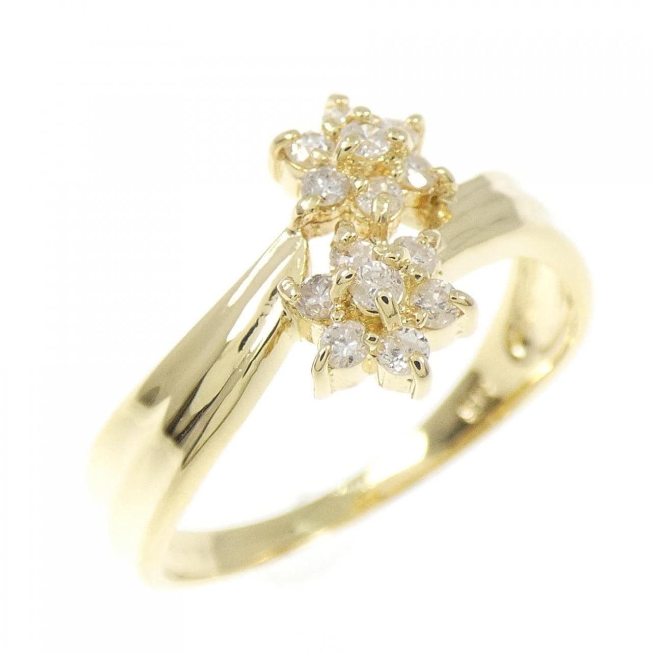 K18YG フラワー ダイヤモンド リング 0.19CT