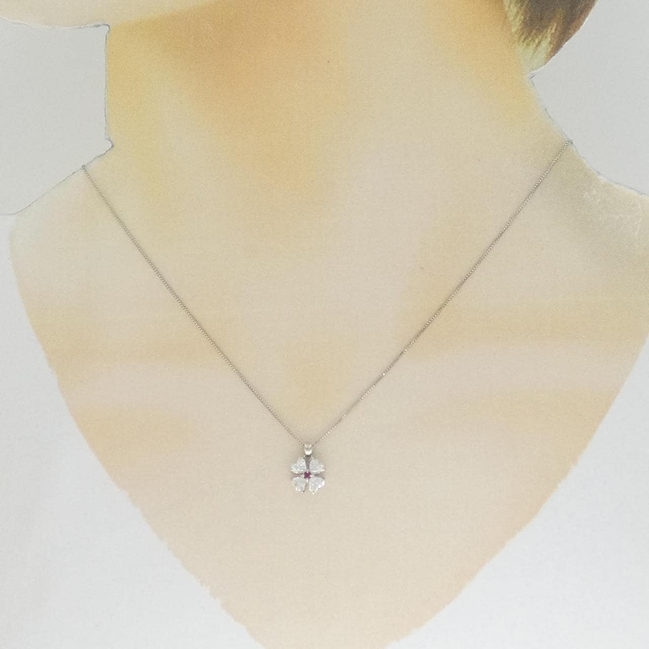 PT/PT850花紅寶石項鏈0.04CT