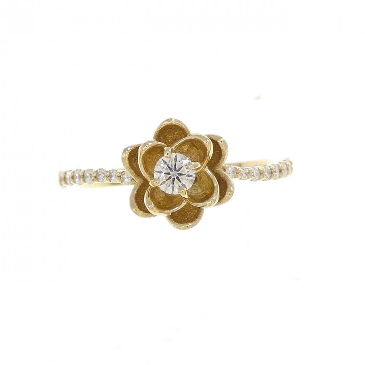 K18YG フラワー ダイヤモンド リング 0.23CT