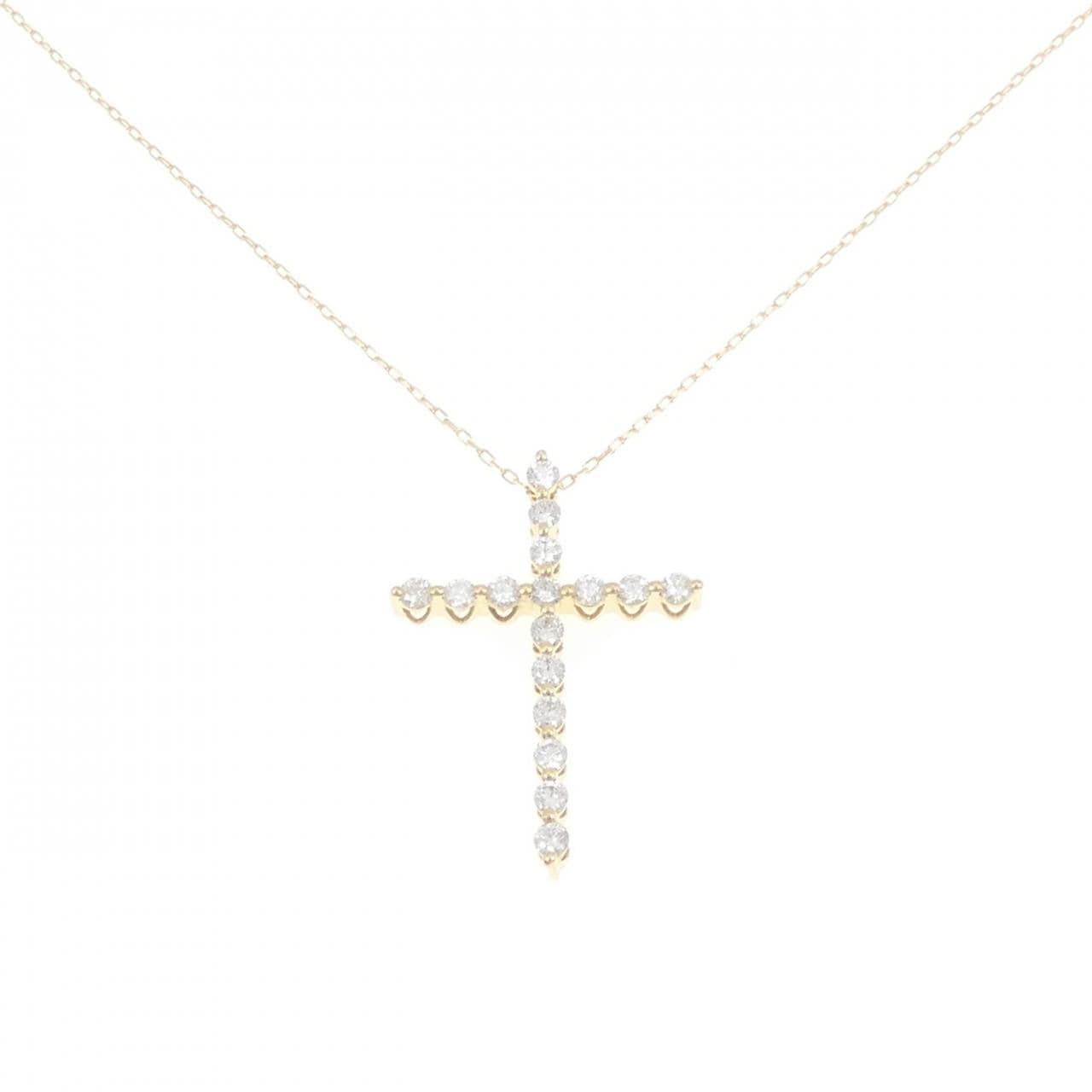 K18YG クロス ダイヤモンド ネックレス 1.00CT