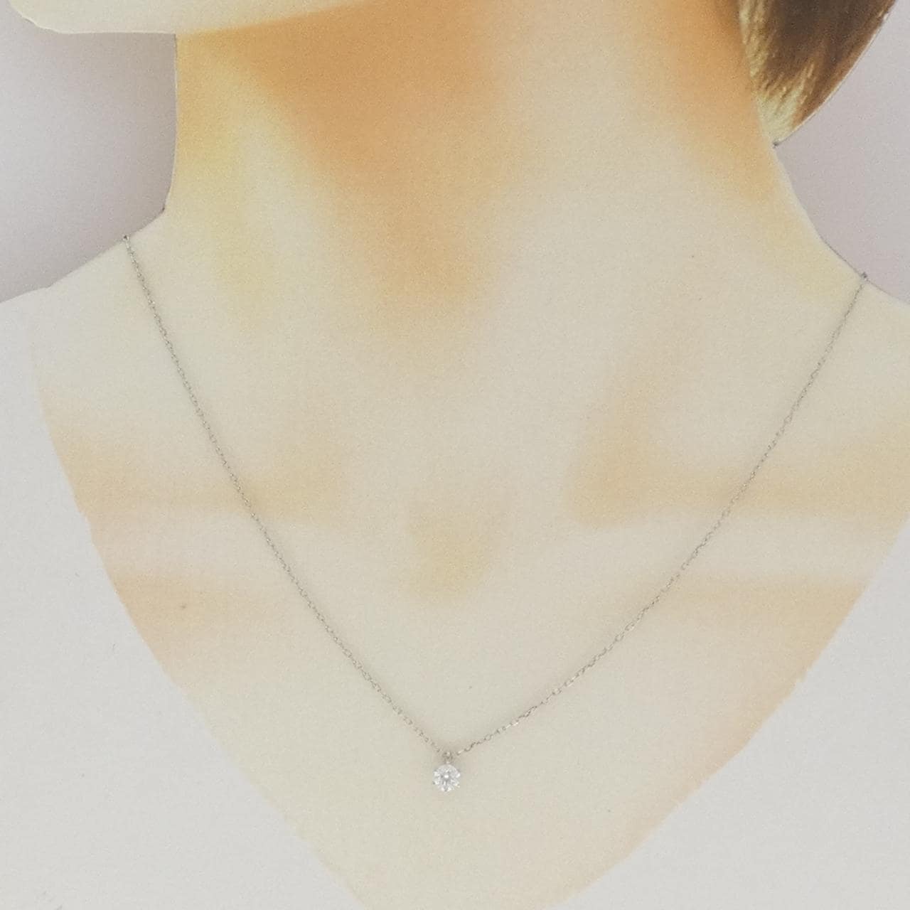 PT900/PT850 ソリティア ダイヤモンド ネックレス 0.329CT