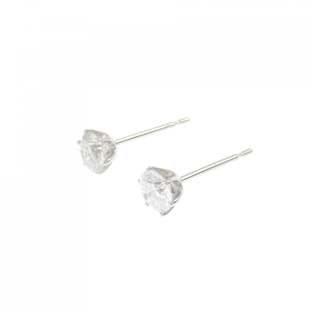 K14WG ソリティア ダイヤモンド ピアス 0.6CT