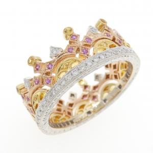 750スリーカラー サファイヤ リング 0.30CT