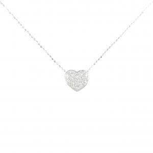 750WG/K18WG ハート ダイヤモンド ネックレス 0.17CT