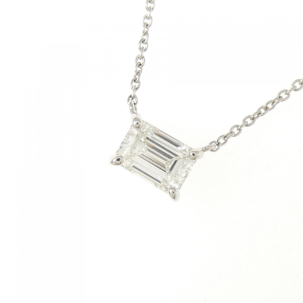 【リメイク】PT900/PT850 ダイヤモンド ネックレス 0.594CT G VVS2 エメラルドカット