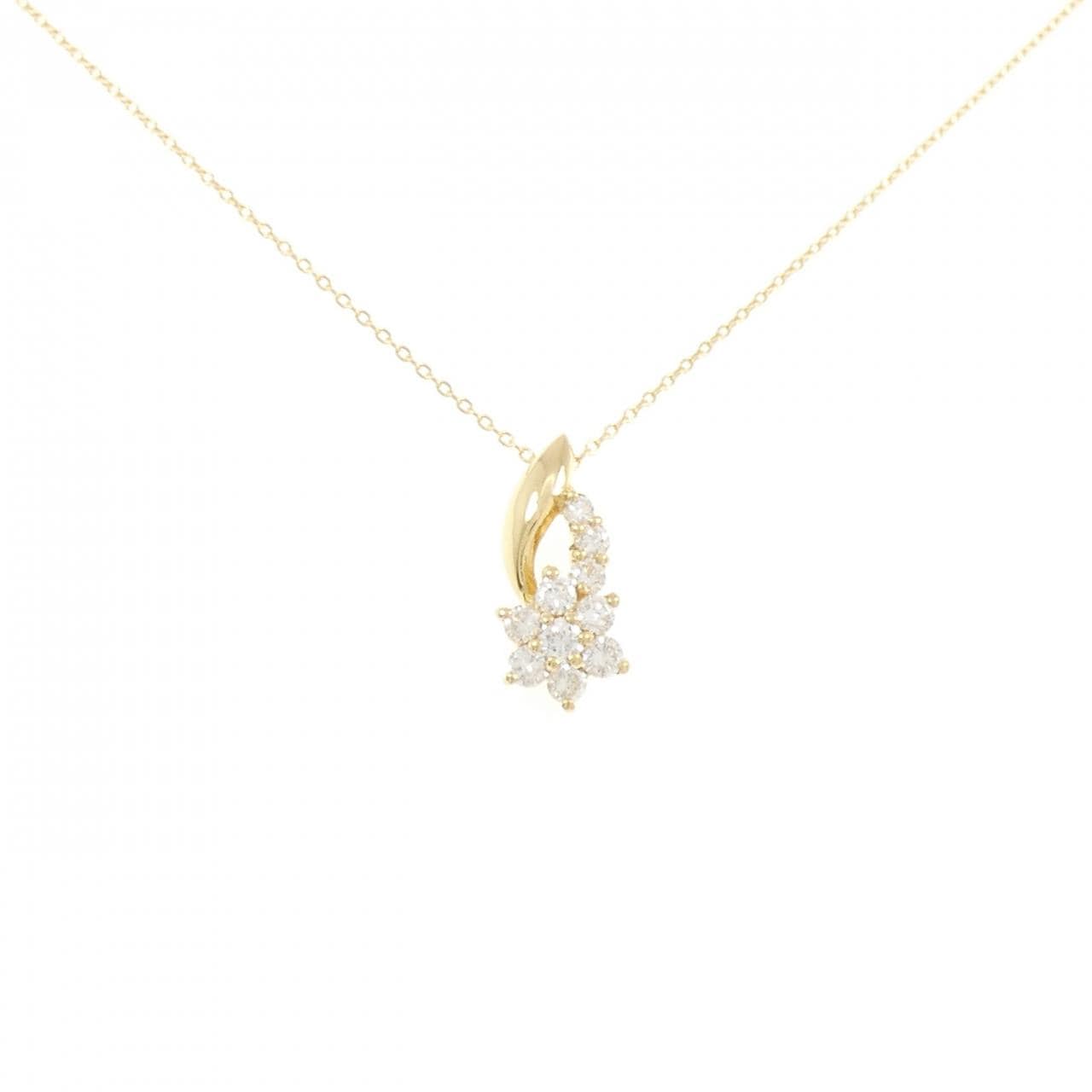 K18YG フラワー ダイヤモンド ネックレス 0.50CT