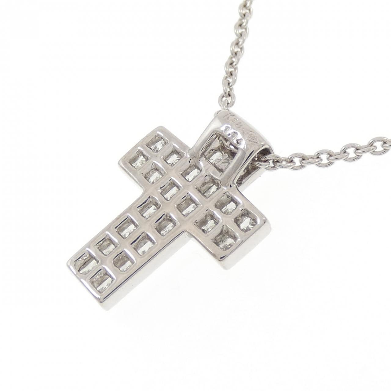 K18WG クロス ダイヤモンド ネックレス 1.14CT