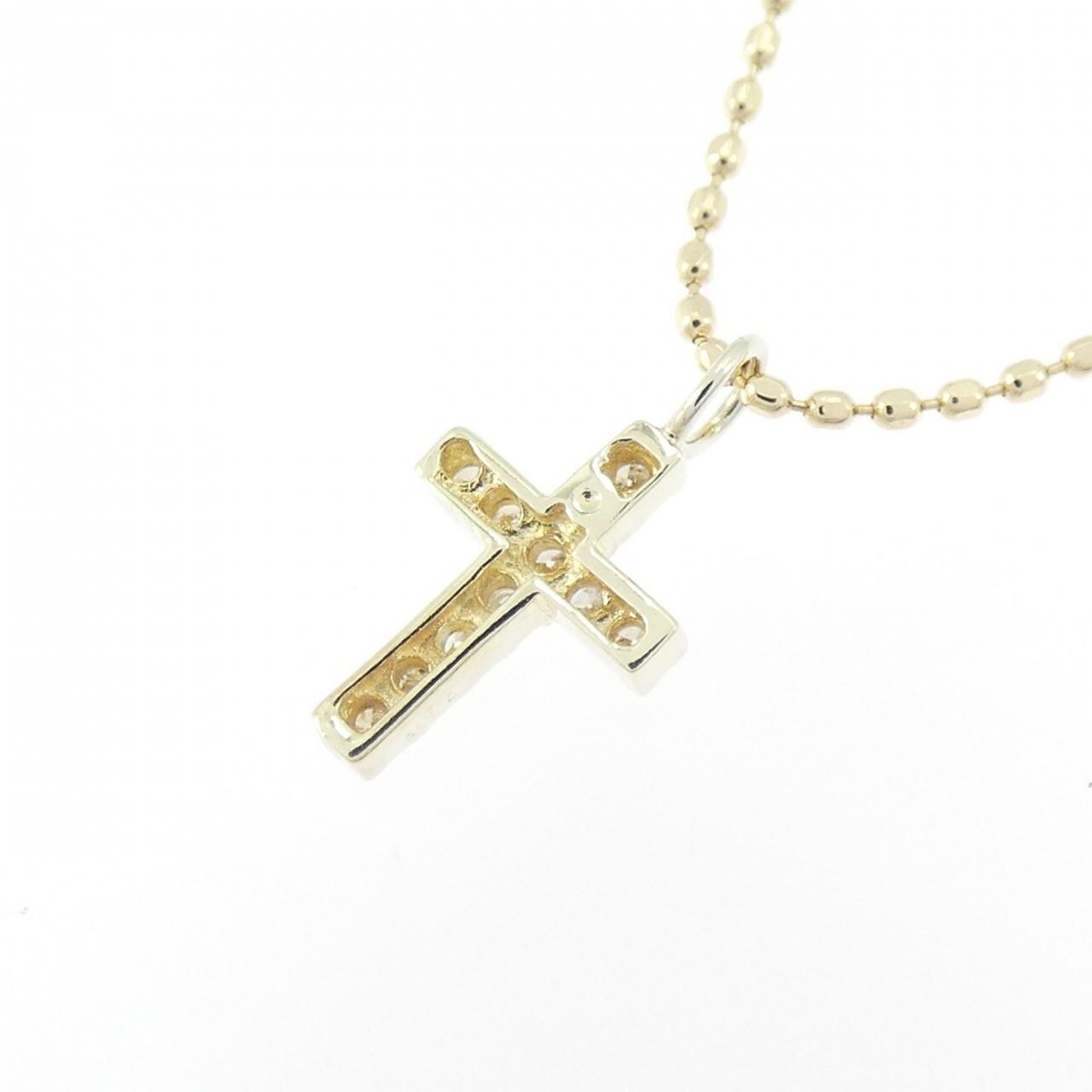 K10YG クロス ダイヤモンド ネックレス 0.05CT