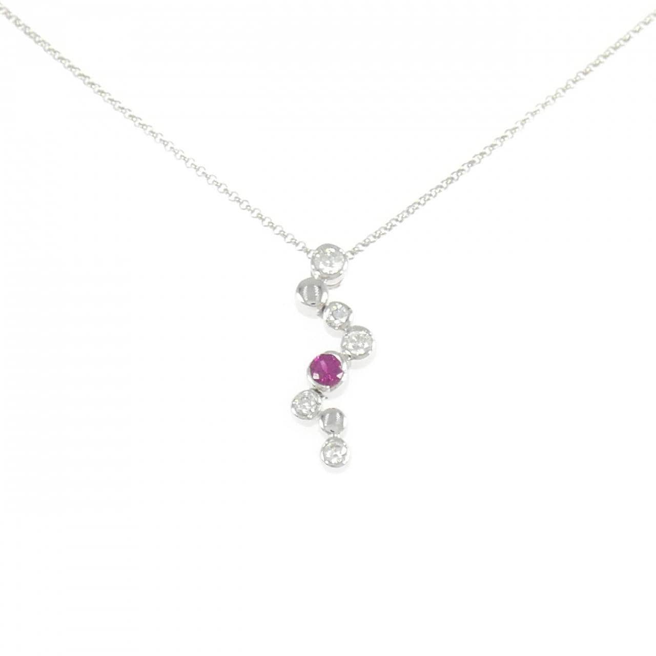 K18WG ルビー ネックレス 0.15CT