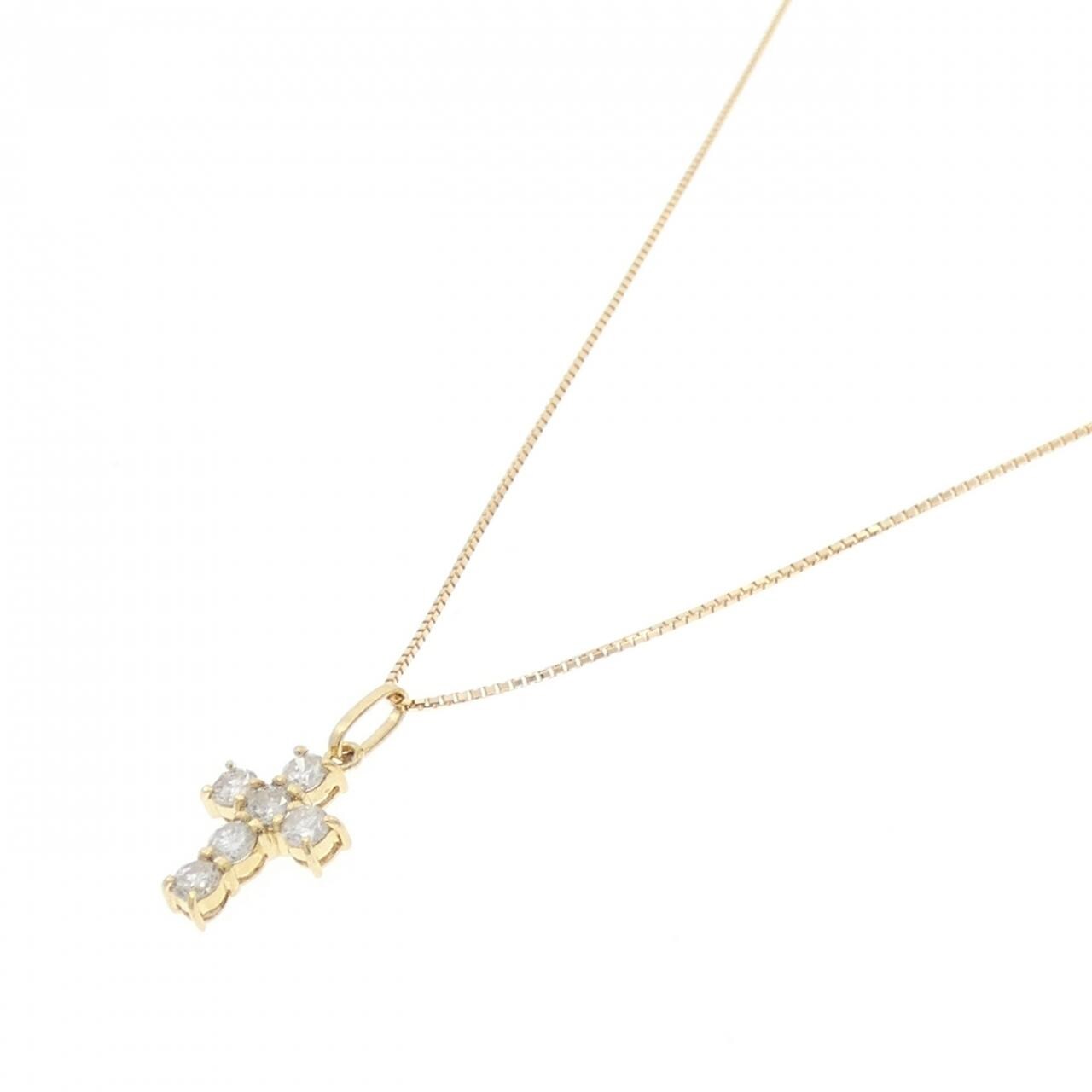 K18YG クロス ダイヤモンド ネックレス 0.45CT