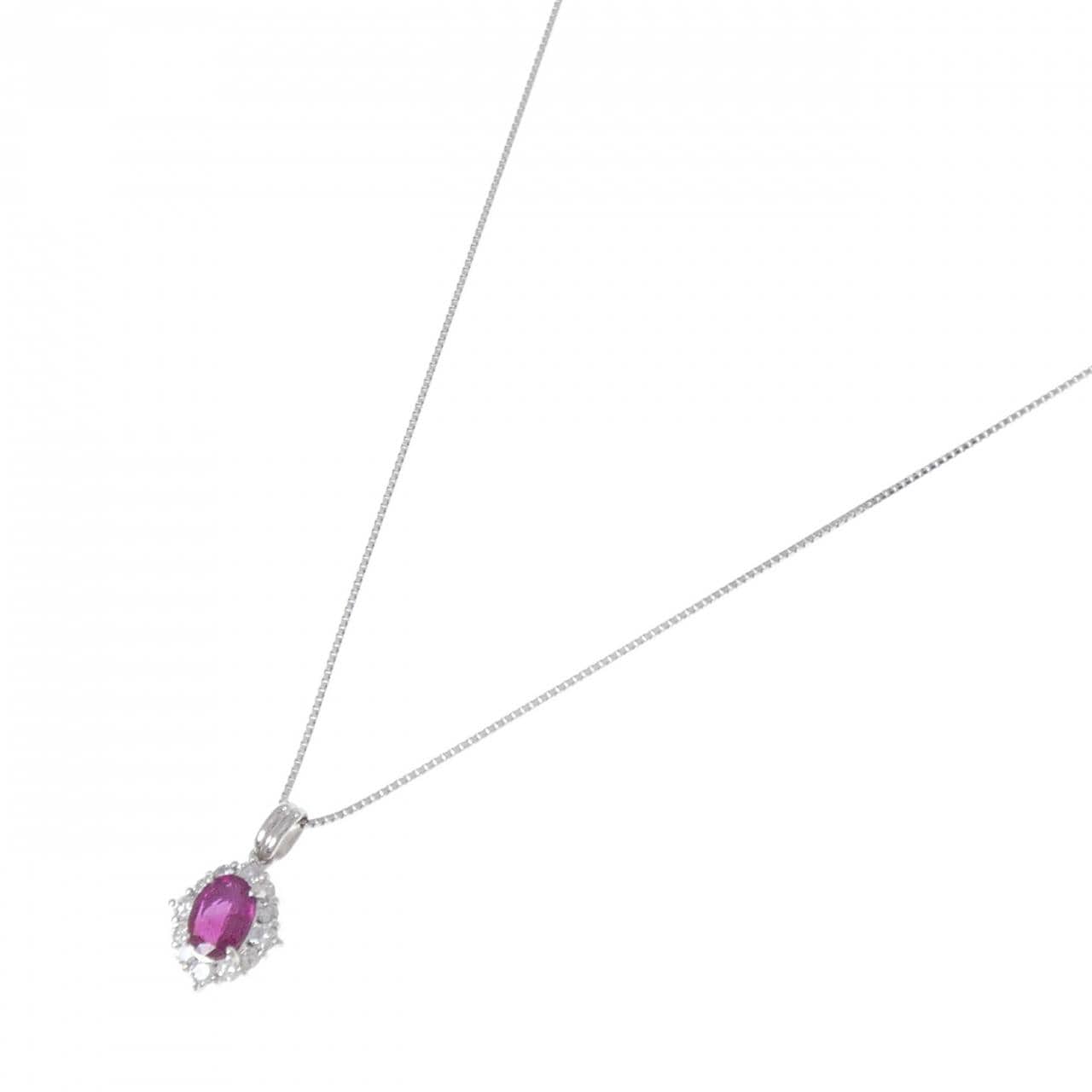 PT900/PT850 ルビー ネックレス 0.81CT