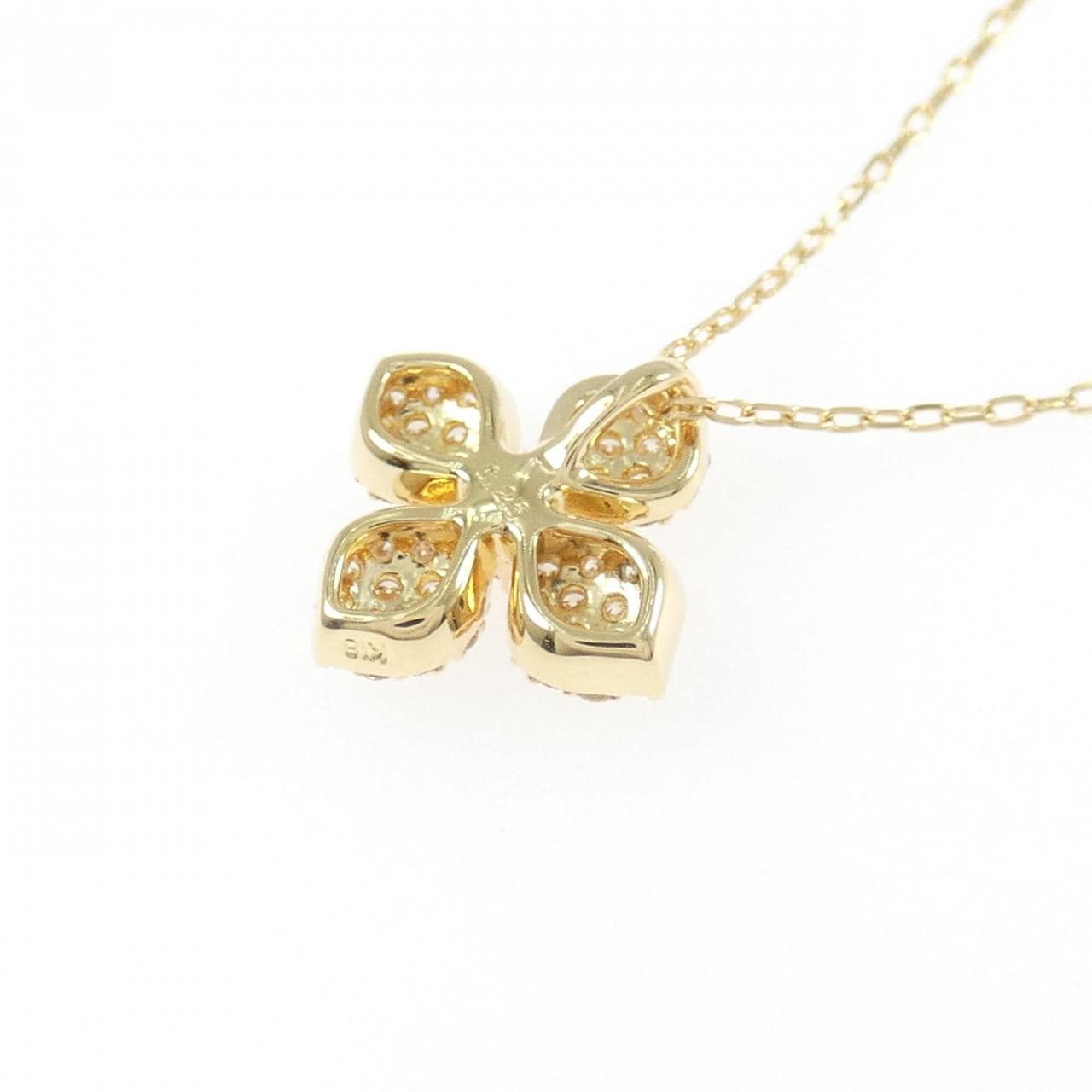 K18YG フラワー ダイヤモンド ネックレス 0.26CT