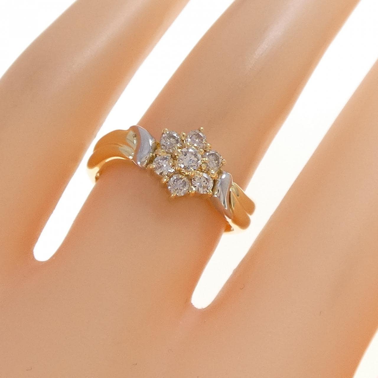 K18YG/PT900 ダイヤモンド リング 0.40CT