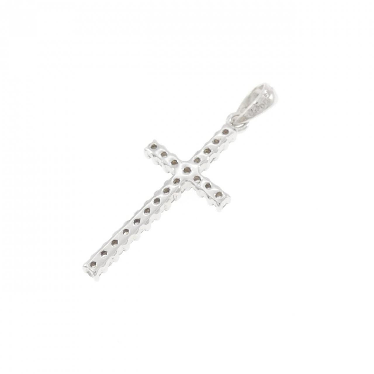 K18WG クロス ダイヤモンド ペンダント 0.20CT