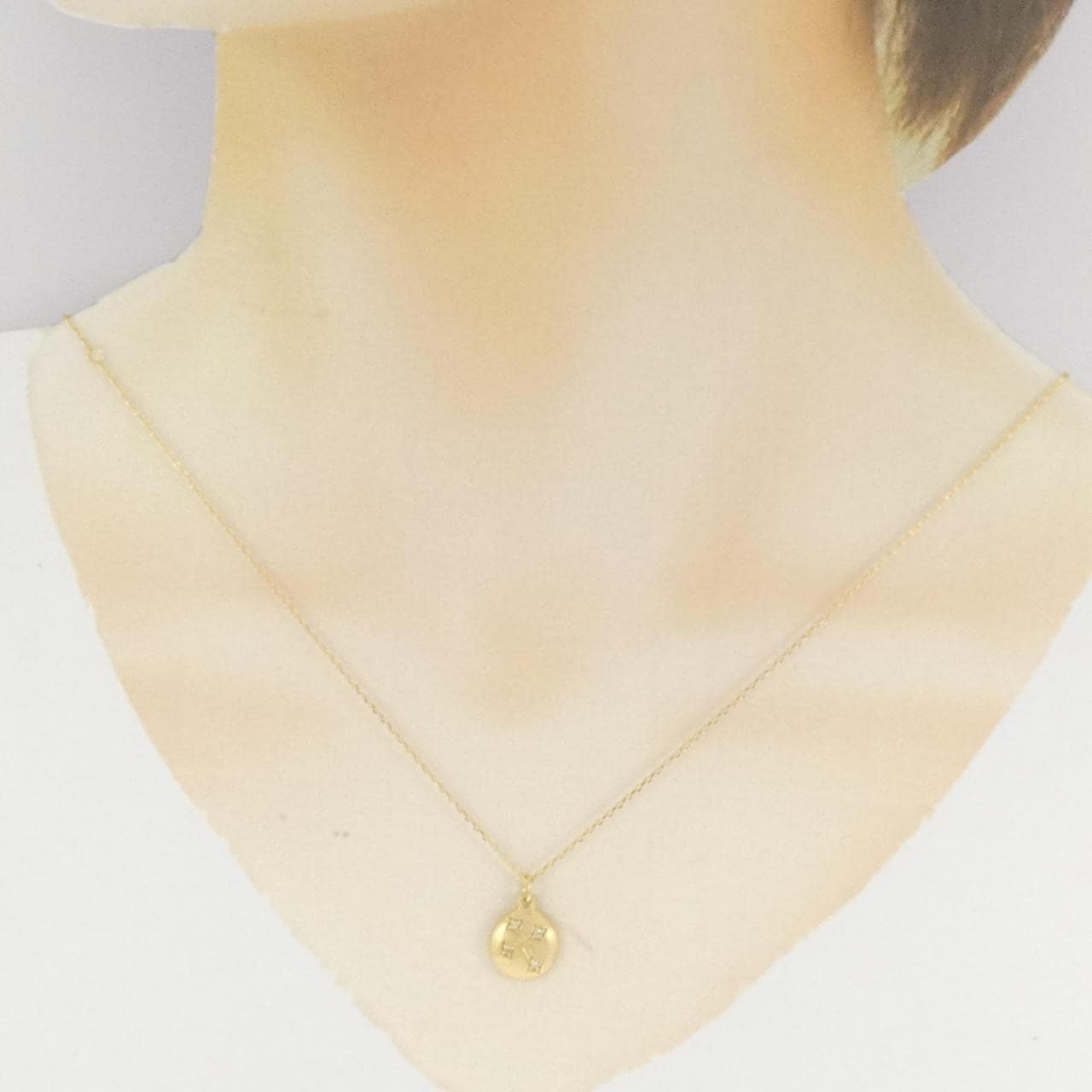 K18YG クロス ダイヤモンド ネックレス 0.03CT