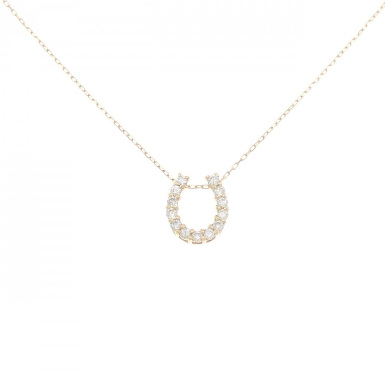[BRAND NEW] 18K Yellow Gold Horseshoe Diamond Necklace 0.15CT