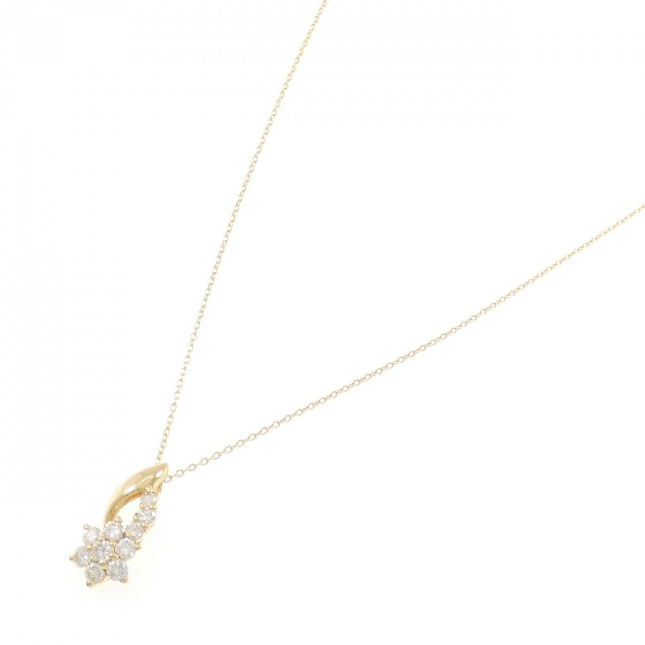 K18YG フラワー ダイヤモンド ネックレス 0.50CT