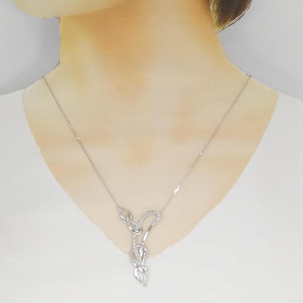 K18WG/18KTWG ダイヤモンド ネックレス