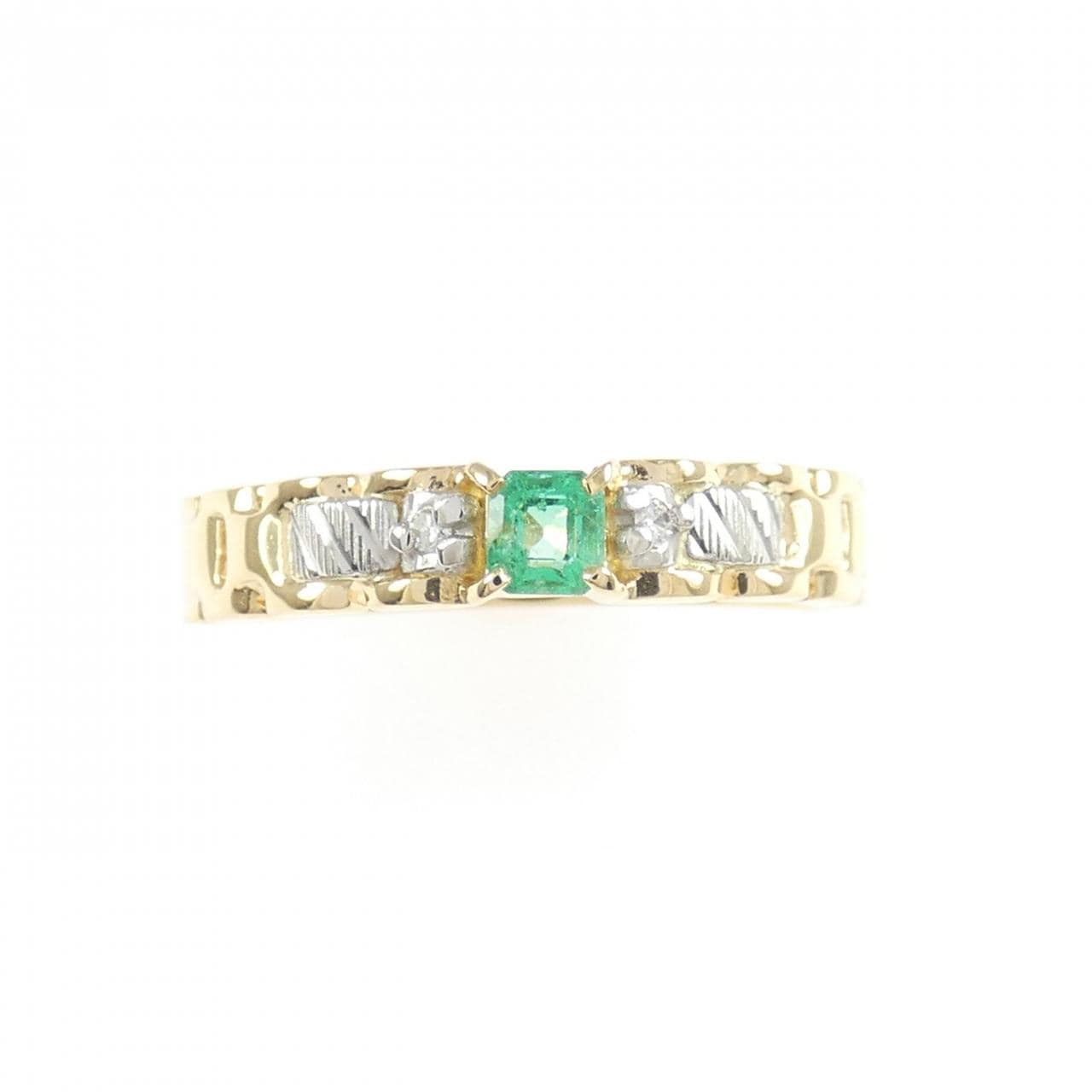 K18YG/PT900 エメラルド リング 0.12CT