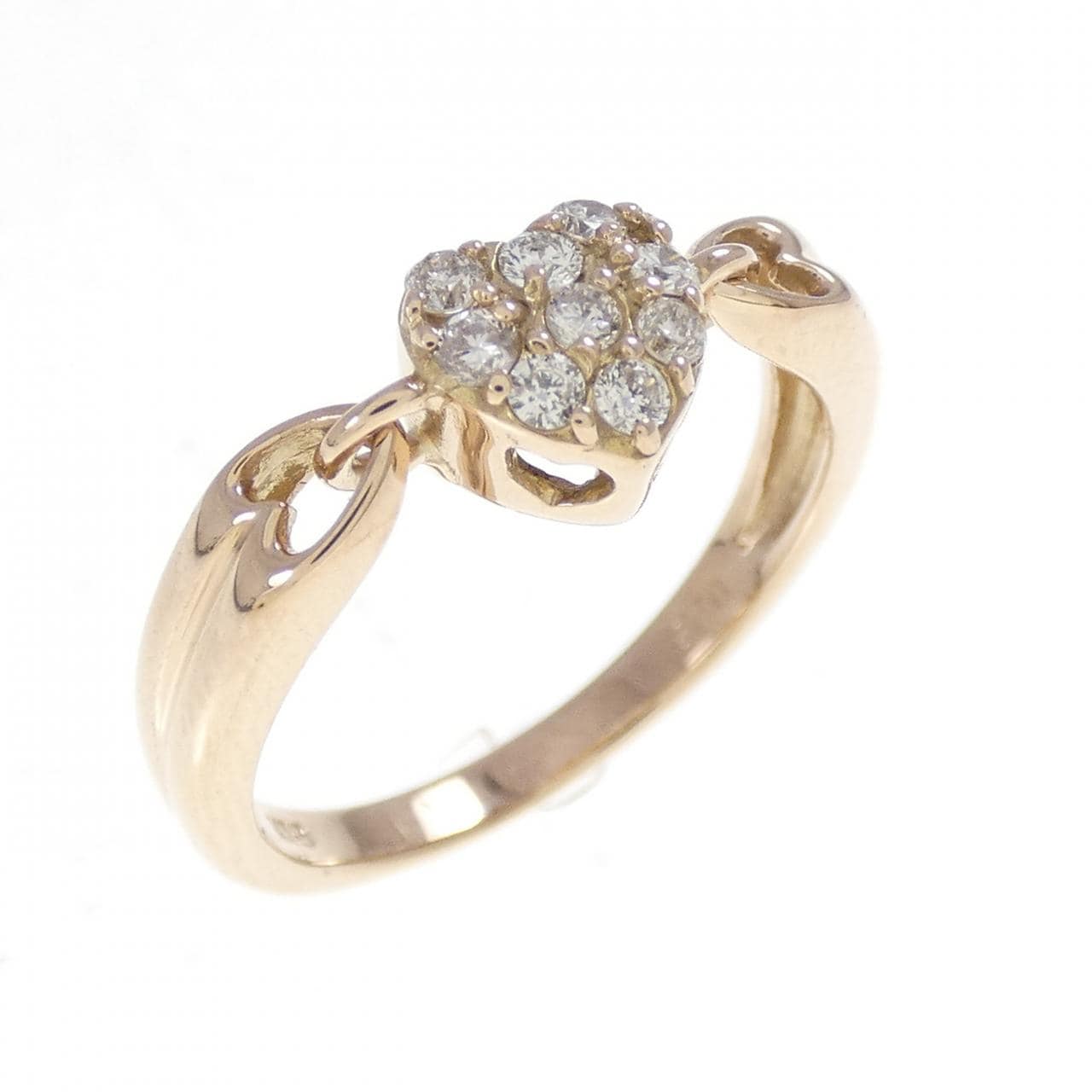 K18PG ハート ダイヤモンド リング 0.15CT