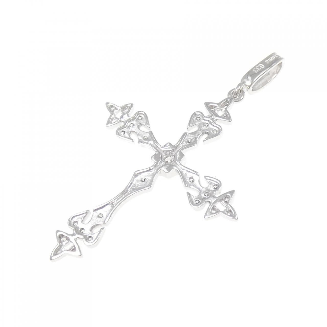 K18WG クロス ダイヤモンド ペンダント 0.33CT