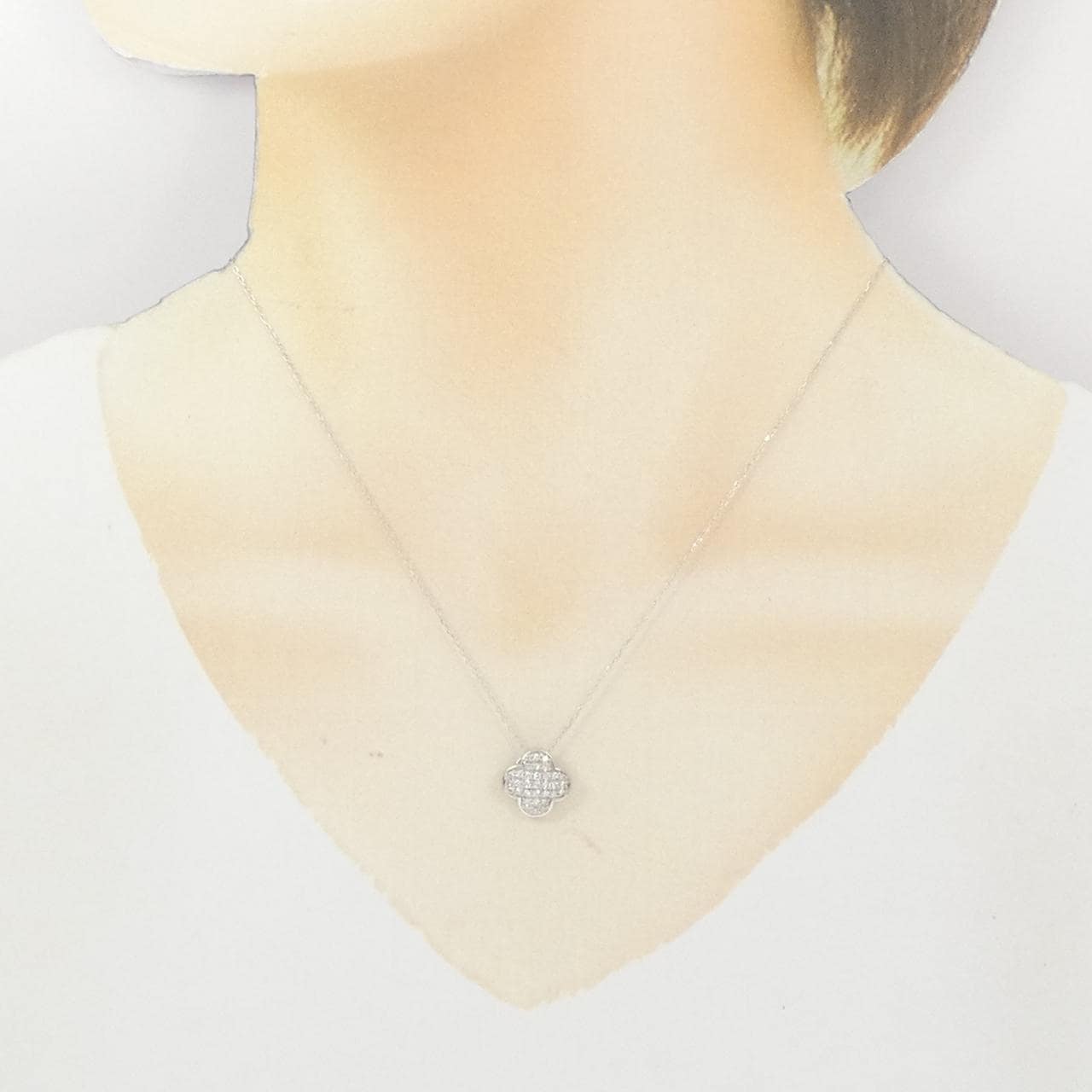 K18WG パヴェ ダイヤモンド ネックレス 0.25CT