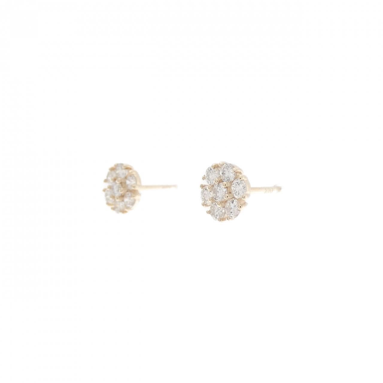 【リメイク】K10YG フラワー ダイヤモンド ピアス 0.30CT