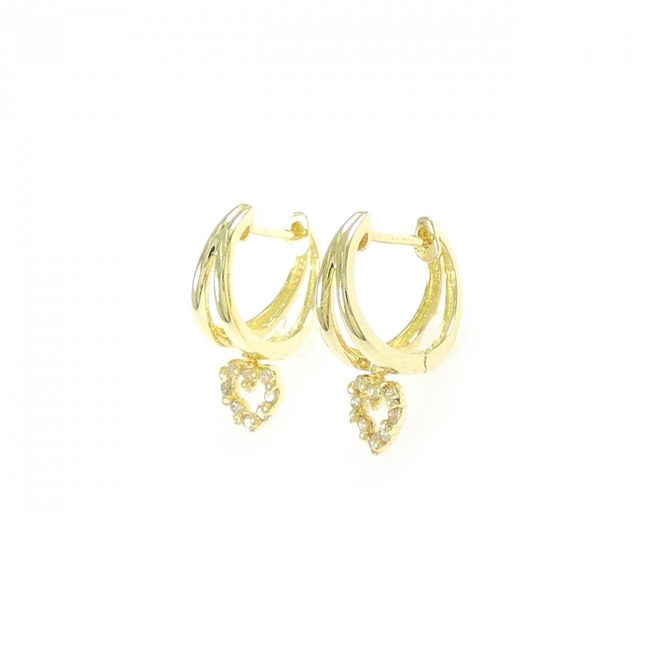 K18YG ハート ダイヤモンド ピアス 0.10CT