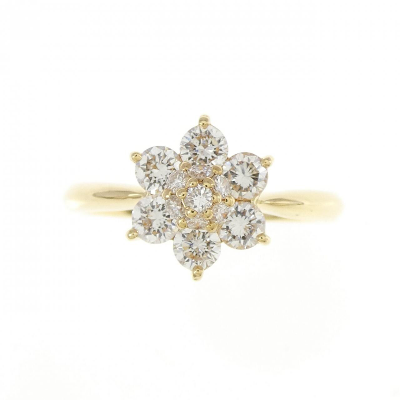 K18YG フラワー ダイヤモンド リング 0.55CT