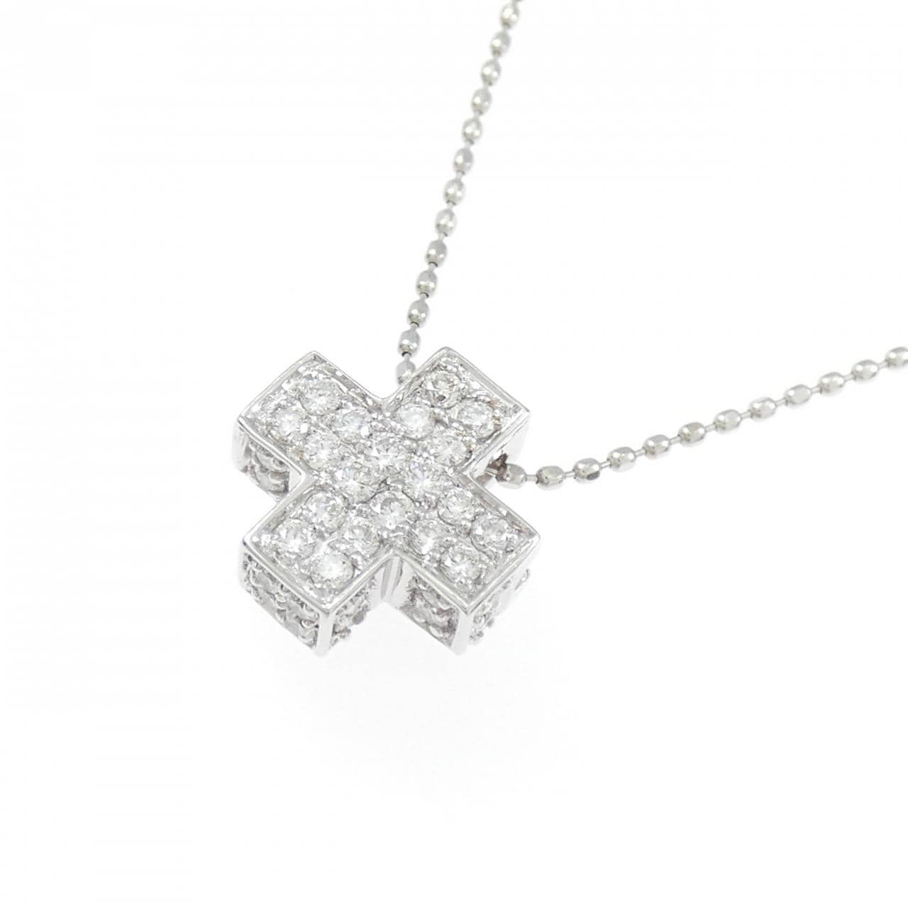 K18WG クロス ダイヤモンド ネックレス 0.33CT