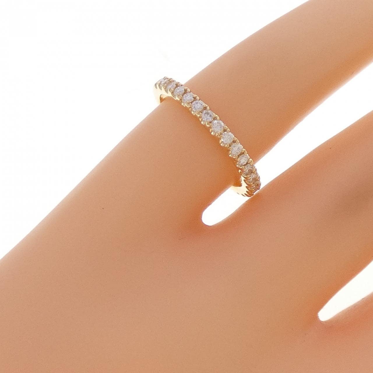 【リメイク】K18YG ハーフエタニティ ダイヤモンド ピンキーリング 0.20CT
