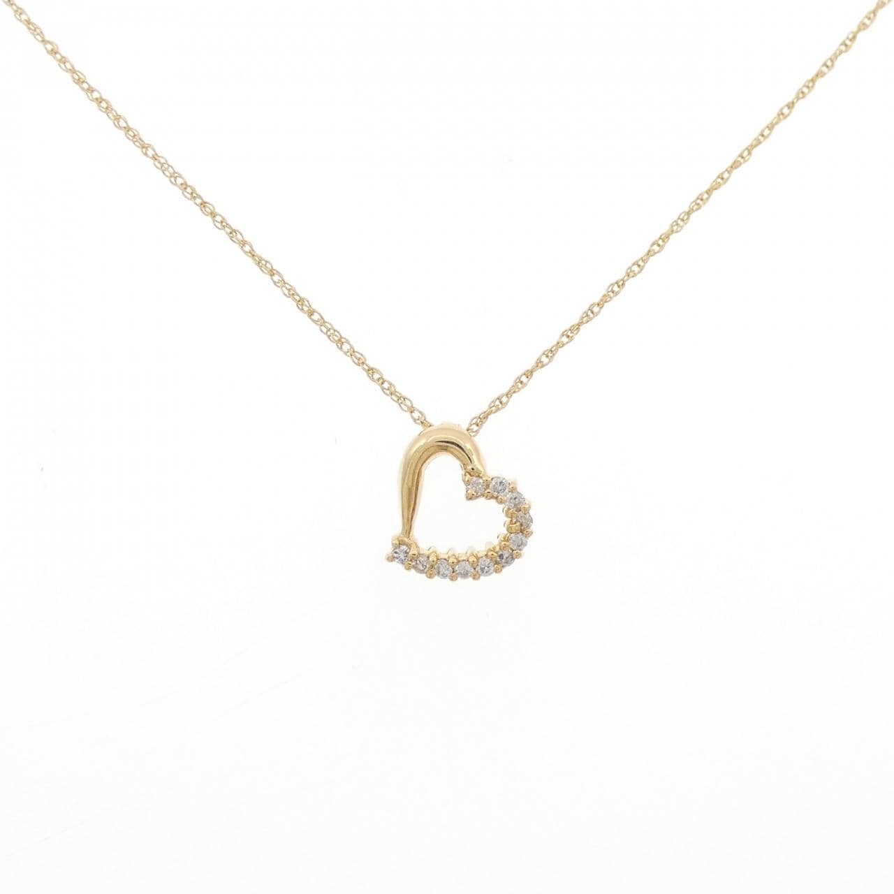 K18YG/750YG ハート ダイヤモンド ネックレス 0.08CT