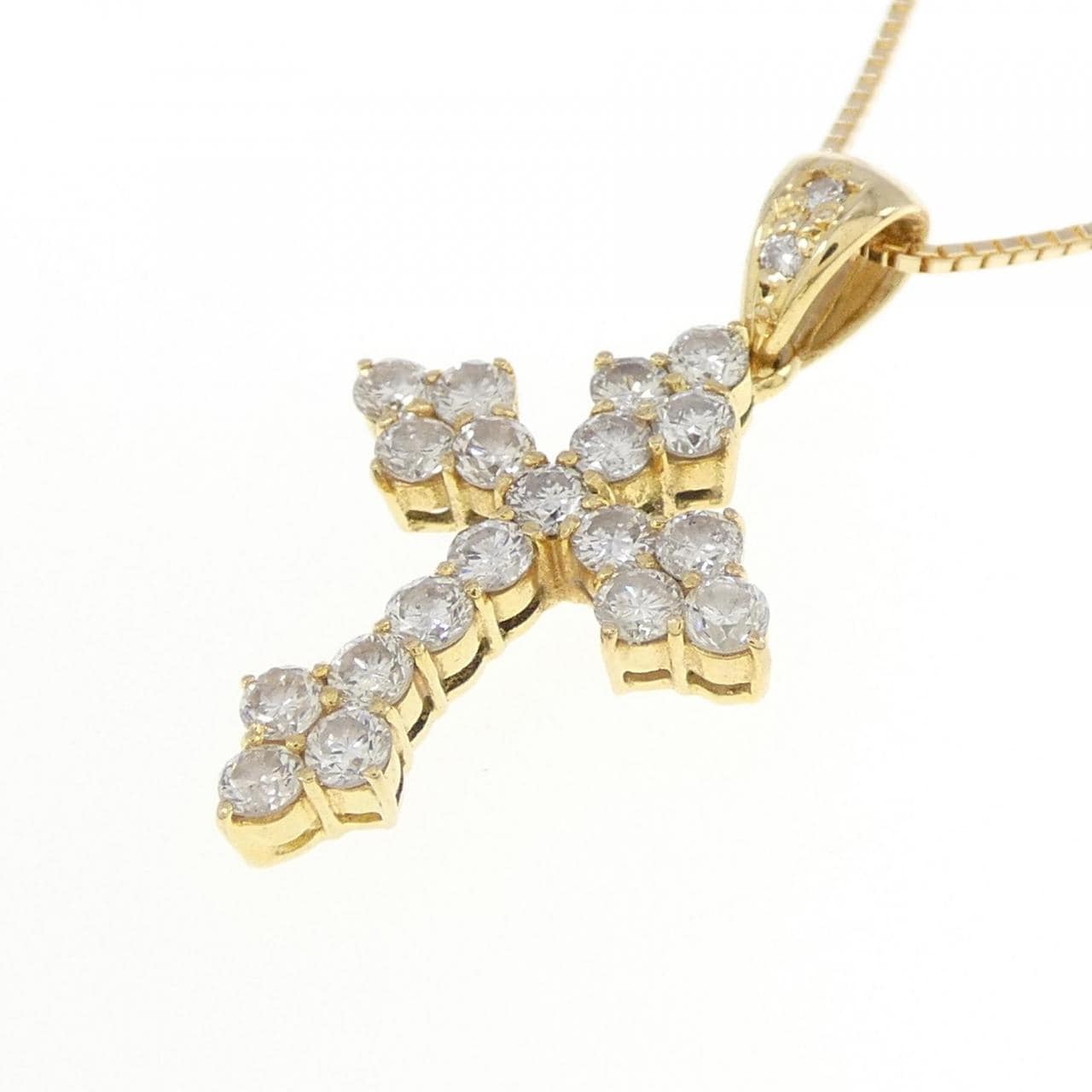 K18YG cross Diamond necklace 0.59CT